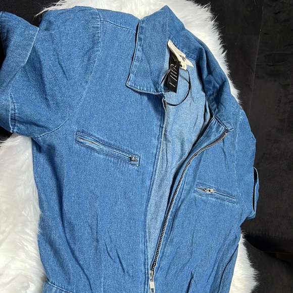 Demin Wide Leg Jumpsuit - Picture 5 of 7